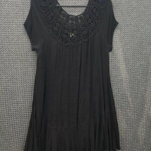 Anama Shift Dress Crochet Black Women's Large
